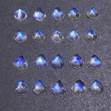 裸石天然斯里兰卡玻璃体蓝月光石戒面蛋面心形4心形5可定制