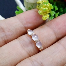 宝裕名品 18K玫瑰金配钻镶天然A货玻璃种翡翠戒指 指环