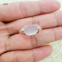 宝裕名品 18K玫瑰金镶天然A货冰种翡翠配钻戒指 元宝戒 00262750