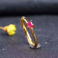 天然缅甸无烧红宝石戒指指环女款925银简单精致小方可爱款活口圈2款，看好的画圈选
