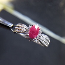 天然红宝石925纯银戒指指环 简约款 情人节礼物