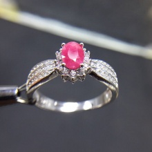 天然红宝石925纯银戒指指环 简约款 情人节礼物